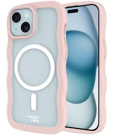 HappyCase Wavy Apple iPhone 15 / 14 / 13 Hoesje MagSafe Back Cover Roze Hoesjes