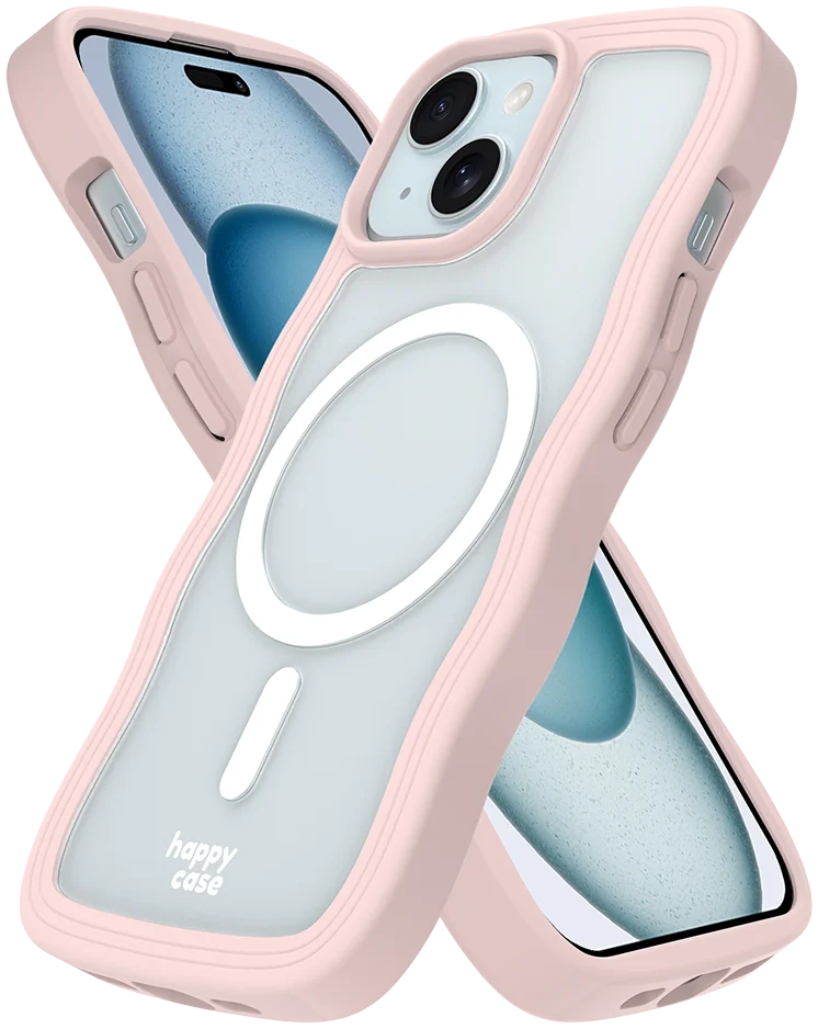 HappyCase Wavy Apple iPhone 15 / 14 / 13 Hoesje MagSafe Back Cover Roze afbeelding 11