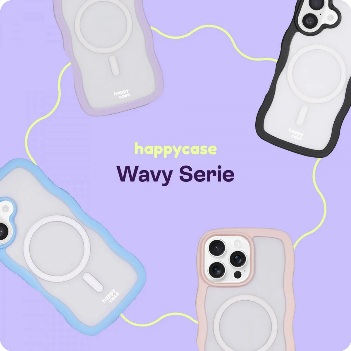 HappyCase Wavy Apple iPhone 15 / 14 / 13 Hoesje MagSafe Back Cover Roze afbeelding 7