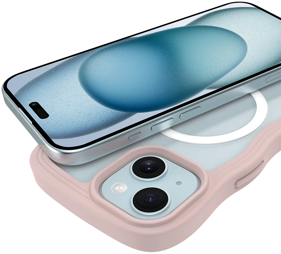 HappyCase Wavy Apple iPhone 15 / 14 / 13 Hoesje MagSafe Back Cover Roze afbeelding 10
