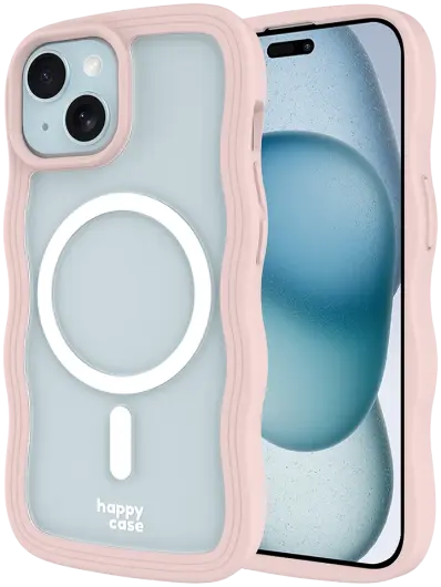 HappyCase Wavy Apple iPhone 15 / 14 / 13 Hoesje MagSafe Back Cover Roze afbeelding 1