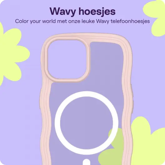 HappyCase Wavy Apple iPhone 15 / 14 / 13 Hoesje MagSafe Back Cover Roze afbeelding 4