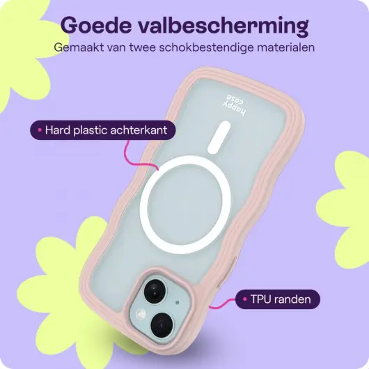 HappyCase Wavy Apple iPhone 15 / 14 / 13 Hoesje MagSafe Back Cover Roze afbeelding 6