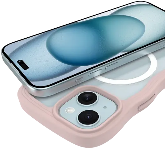 HappyCase Wavy Apple iPhone 15 / 14 / 13 Hoesje MagSafe Back Cover Roze afbeelding 10