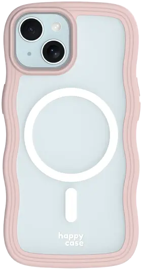 HappyCase Wavy Apple iPhone 15 / 14 / 13 Hoesje MagSafe Back Cover Roze afbeelding 14