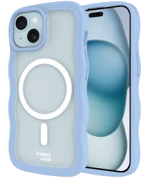 HappyCase Wavy Apple iPhone 15 / 14 / 13 Hoesje MagSafe Back Cover Blauw