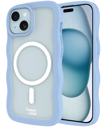 HappyCase Wavy Apple iPhone 15 / 14 / 13 Hoesje MagSafe Back Cover Blauw Hoesjes