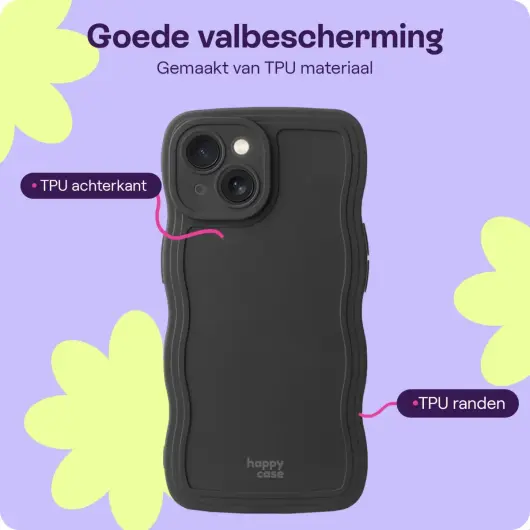 HappyCase Wavy Apple iPhone 14 Hoesje TPU Back Cover Zwart afbeelding 4