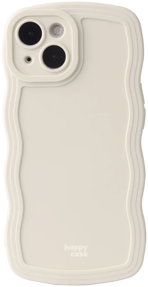HappyCase Wavy Apple iPhone 14 Hoesje TPU Back Cover Beige afbeelding 1