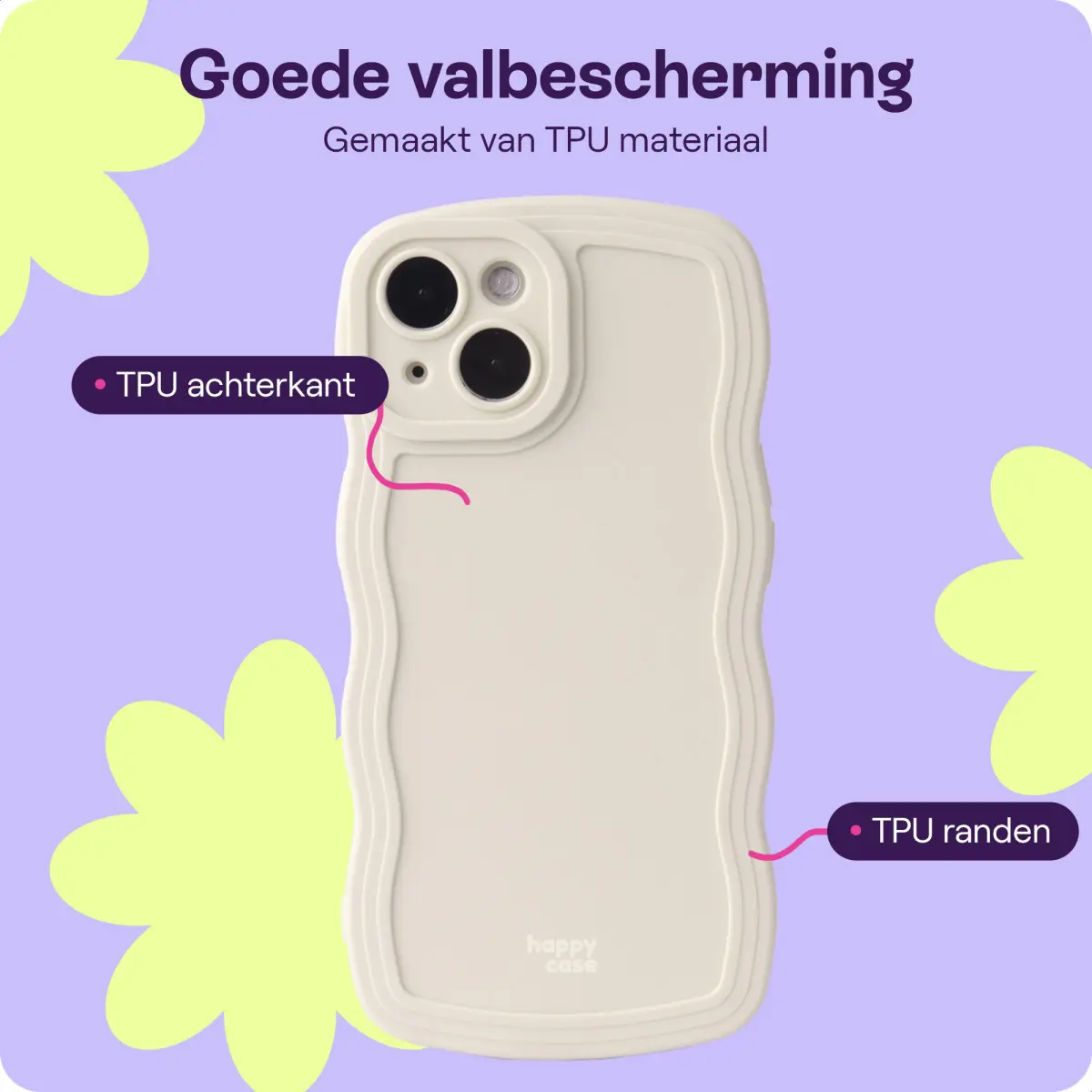HappyCase Wavy Apple iPhone 14 Hoesje TPU Back Cover Beige afbeelding 4