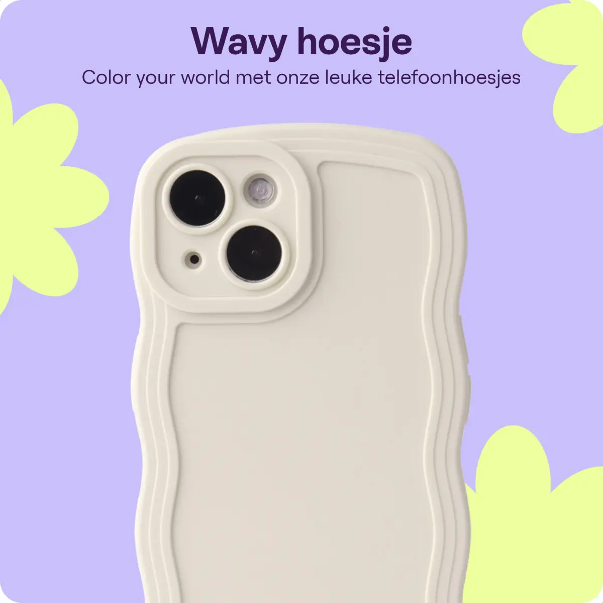HappyCase Wavy Apple iPhone 14 Hoesje TPU Back Cover Beige afbeelding 5