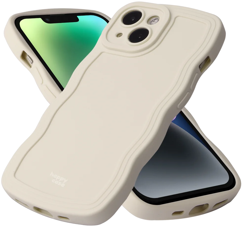HappyCase Wavy Apple iPhone 14 Hoesje TPU Back Cover Beige afbeelding 2