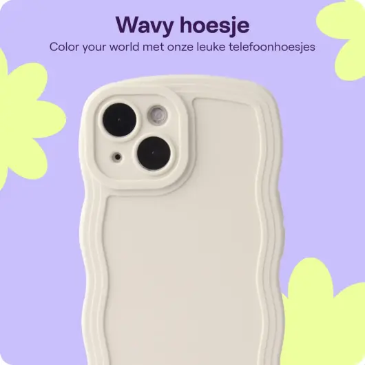 HappyCase Wavy Apple iPhone 14 Hoesje TPU Back Cover Beige afbeelding 5