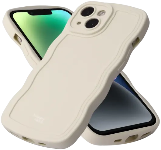 HappyCase Wavy Apple iPhone 14 Hoesje TPU Back Cover Beige afbeelding 2