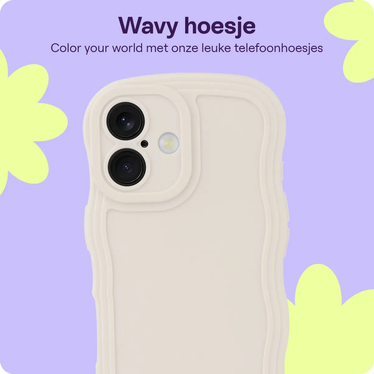 HappyCase Wavy Apple iPhone 16 Hoesje TPU Back Cover Beige afbeelding 4