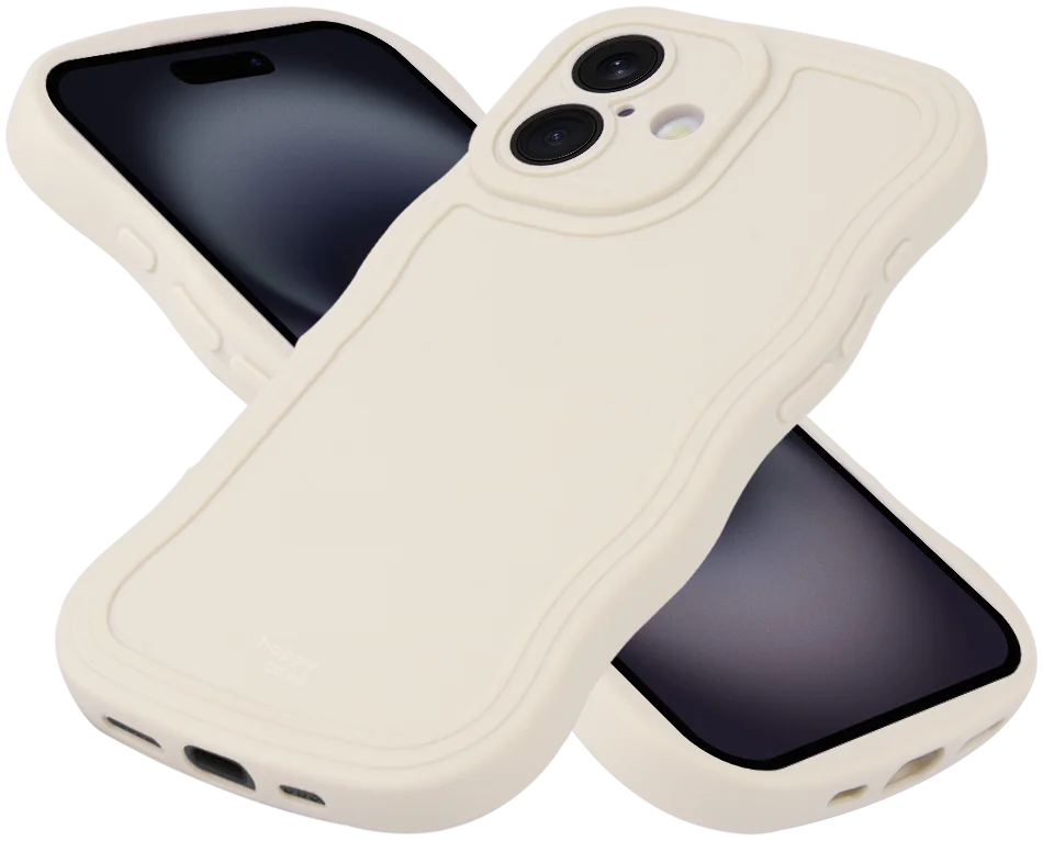 HappyCase Wavy Apple iPhone 16 Hoesje TPU Back Cover Beige afbeelding 2
