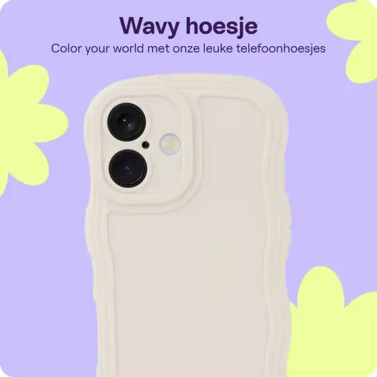 HappyCase Wavy Apple iPhone 16 Hoesje TPU Back Cover Beige afbeelding 4
