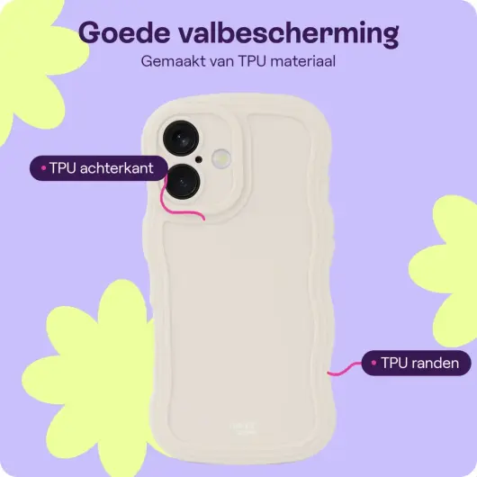 HappyCase Wavy Apple iPhone 16 Hoesje TPU Back Cover Beige afbeelding 5