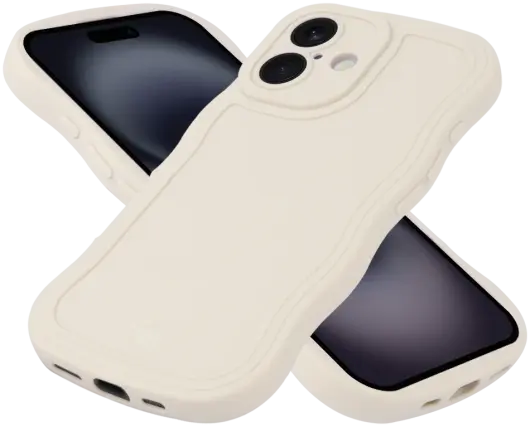 HappyCase Wavy Apple iPhone 16 Hoesje TPU Back Cover Beige afbeelding 2