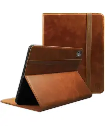 Rosso Deluxe Apple iPad Pro 13 (2024) Hoes Book Case Echt Leer Bruin