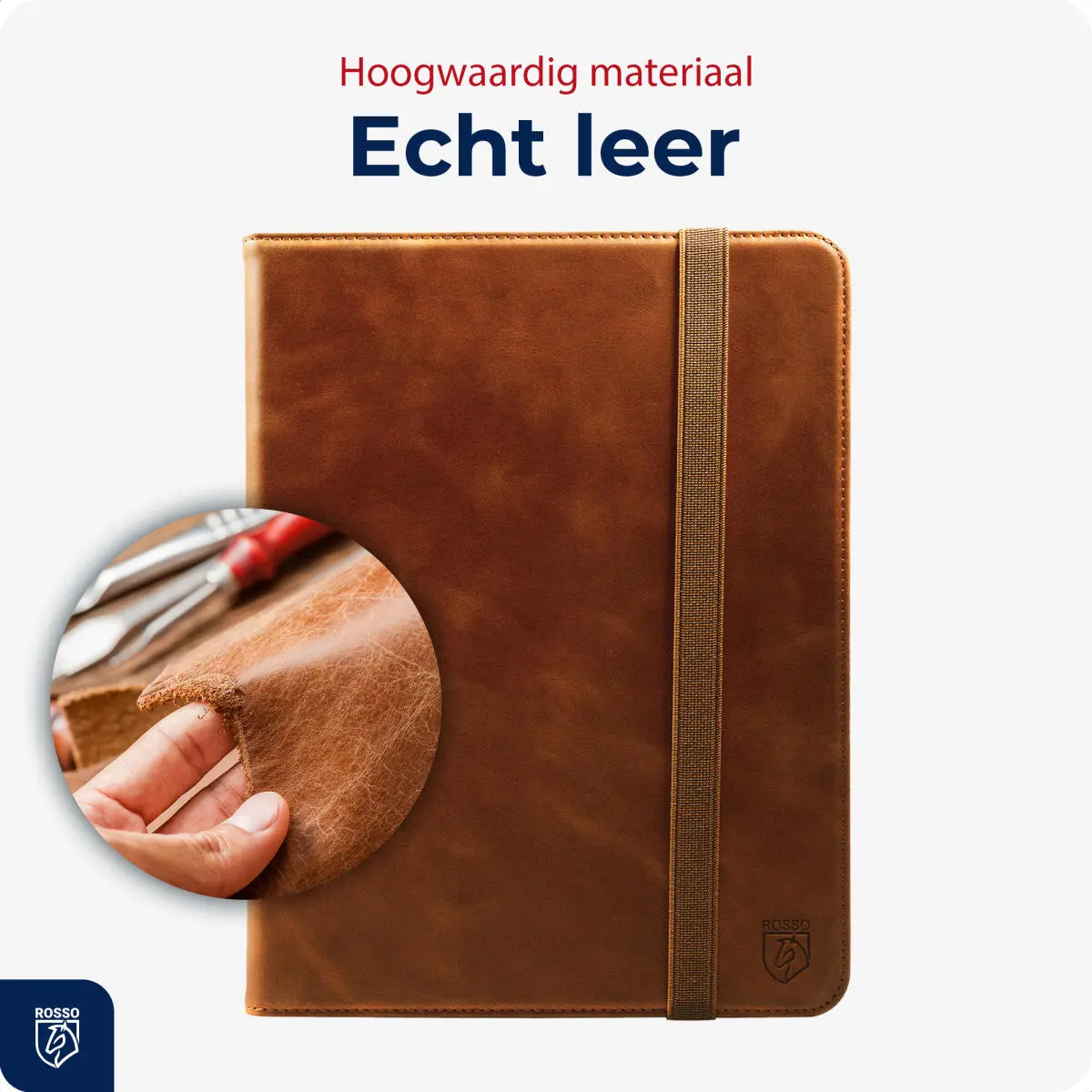 Rosso Deluxe Apple iPad Air 13 (24/25) Hoes Book Case Echt Leer Bruin afbeelding 3