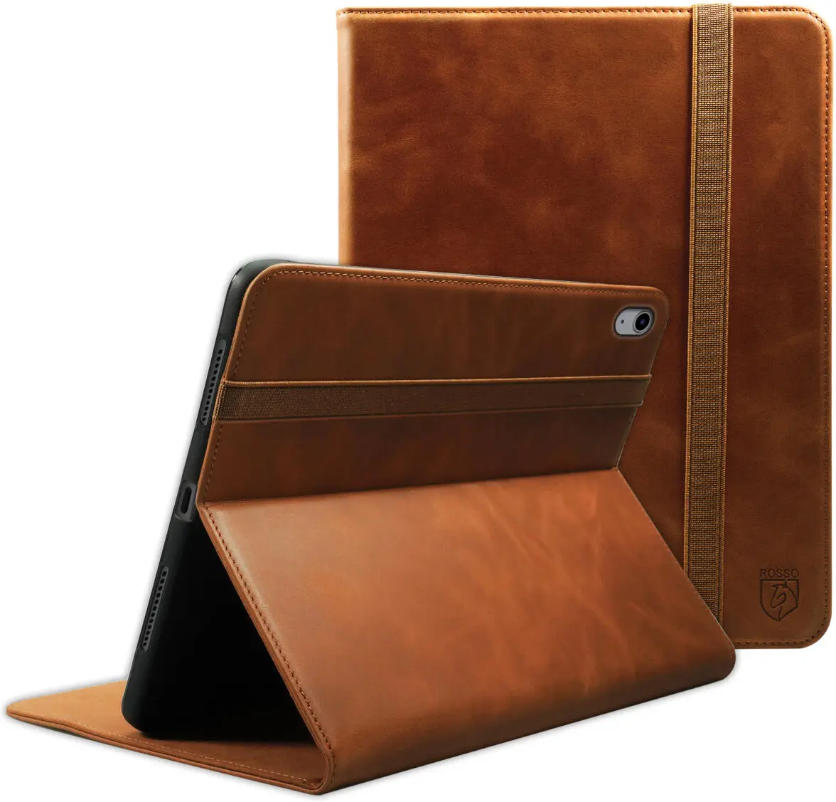 Rosso Deluxe Apple iPad 11 (2025) / 10.9 (2022) Hoes Book Case Echt Leer Bruin afbeelding 1