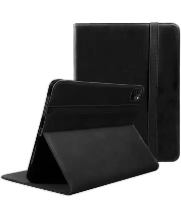 Rosso Deluxe Apple iPad Pro 12.9 Hoes Book Case Echt Leer Zwart Hoesjes