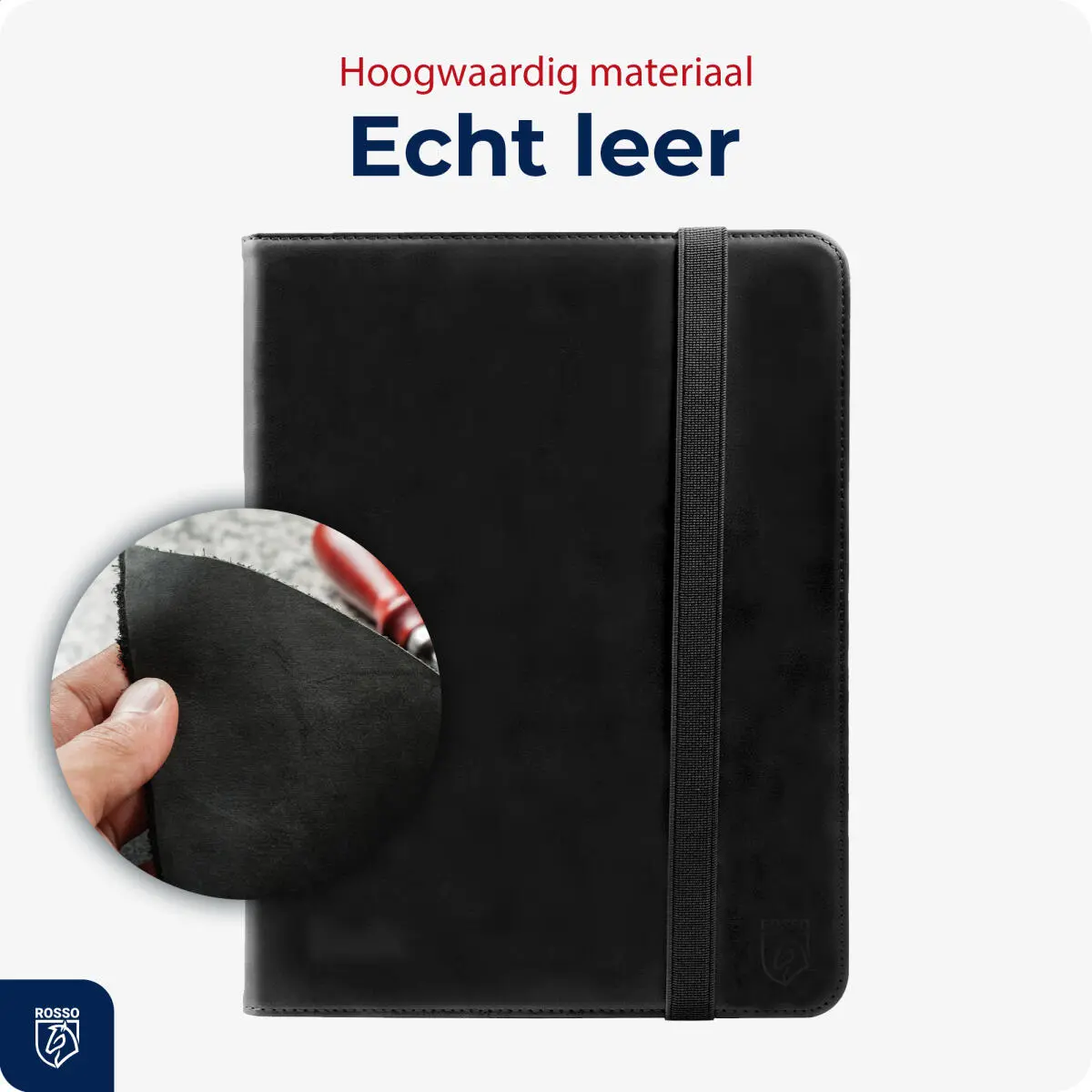 Rosso Deluxe Apple iPad 11 (2025) / 10.9 (2022) Hoes Book Case Echt Leer Zwart afbeelding 3