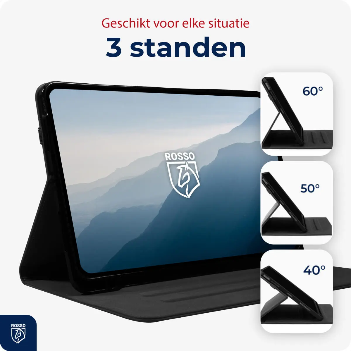Rosso Deluxe Apple iPad 11 (2025) / 10.9 (2022) Hoes Book Case Echt Leer Zwart afbeelding 4