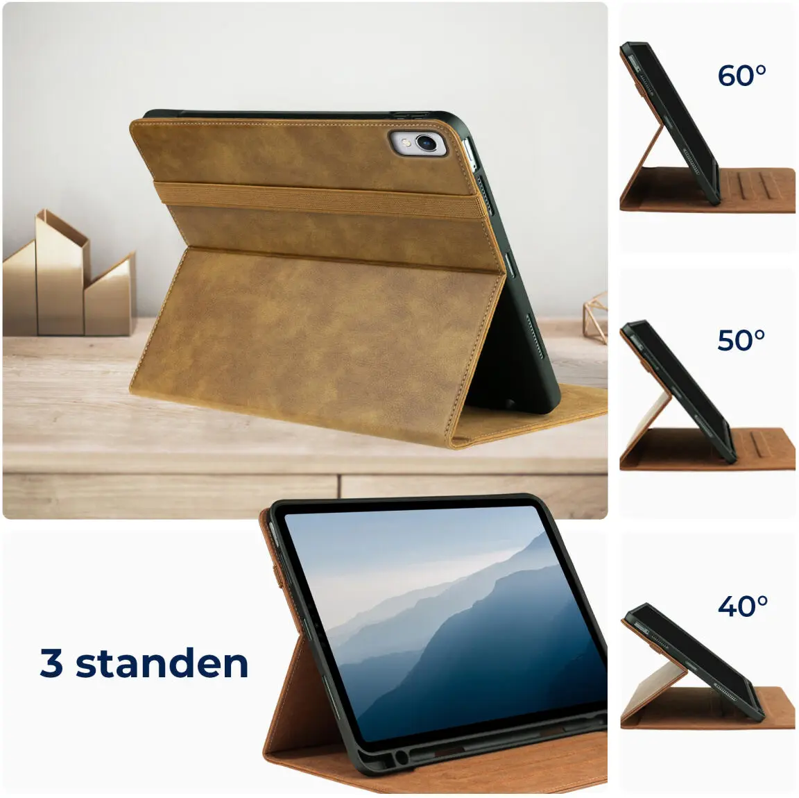 Rosso Element Apple iPad Air 10.5 (2019) Hoes Book Case Bruin afbeelding 4