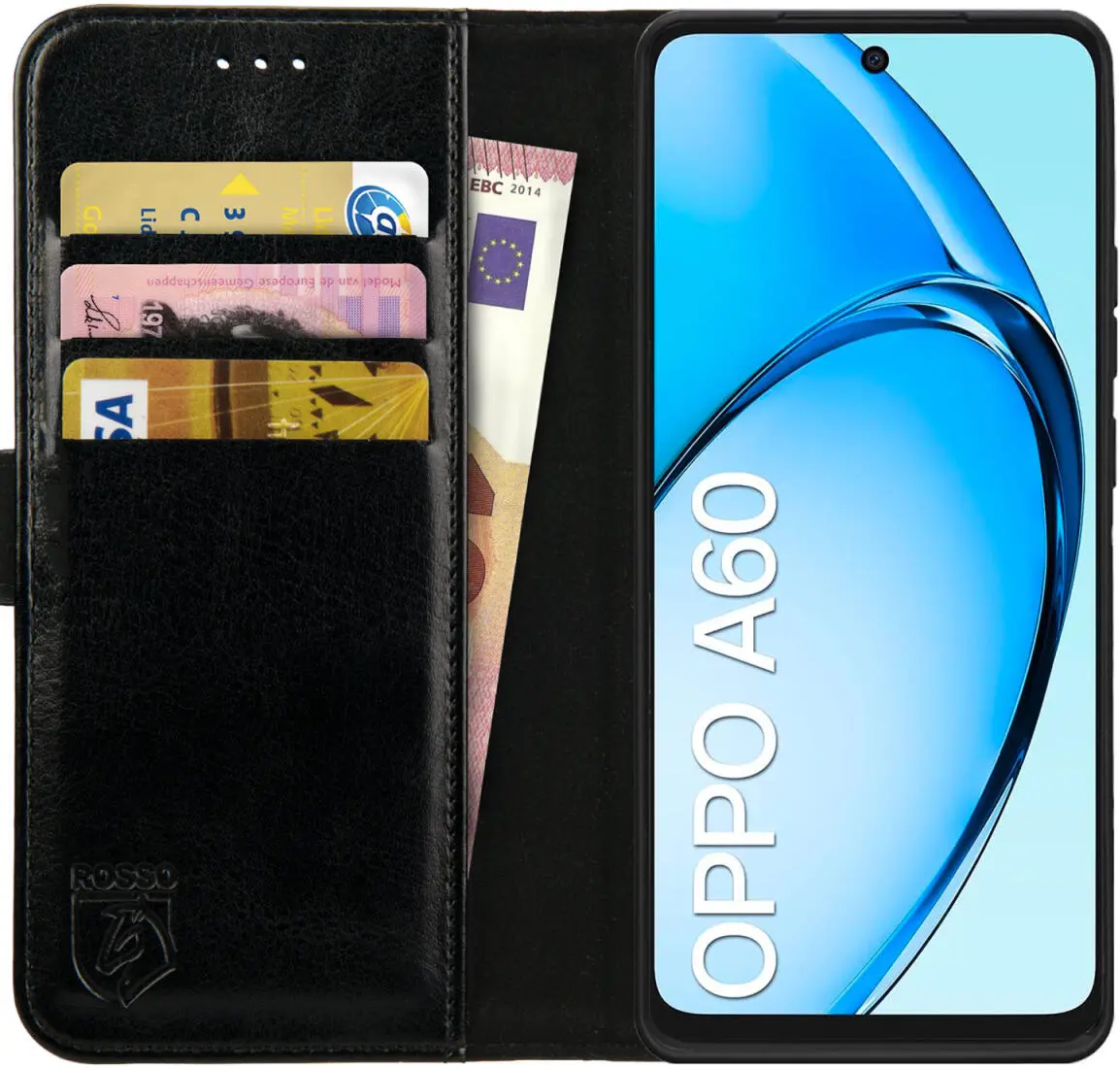 Rosso Element Oppo A60 4G Hoesje Book Case Wallet Zwart afbeelding 1