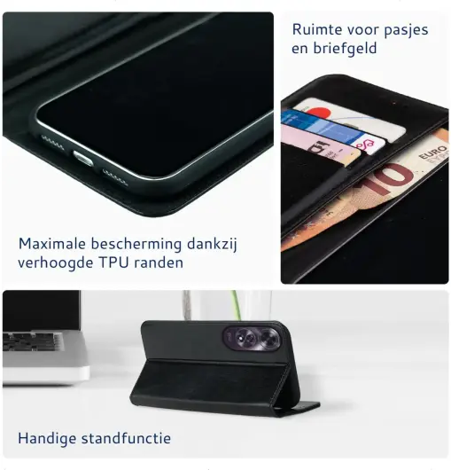 Rosso Element Oppo A60 4G Hoesje Book Case Wallet Zwart afbeelding 3