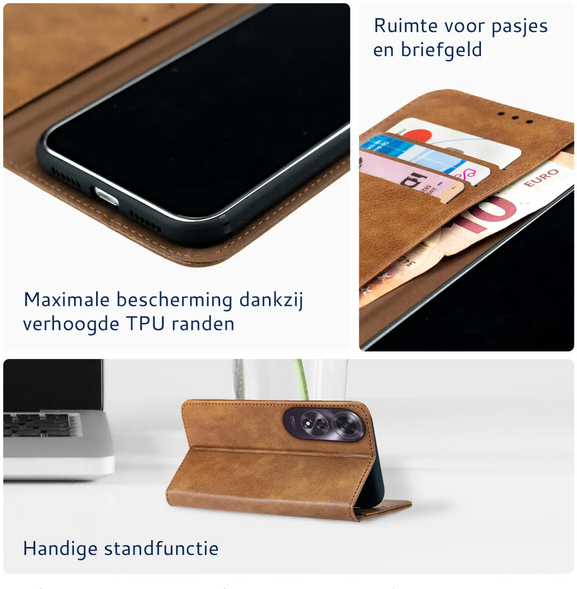 Rosso Element Oppo A60 4G Hoesje Book Case Wallet Bruin afbeelding 4