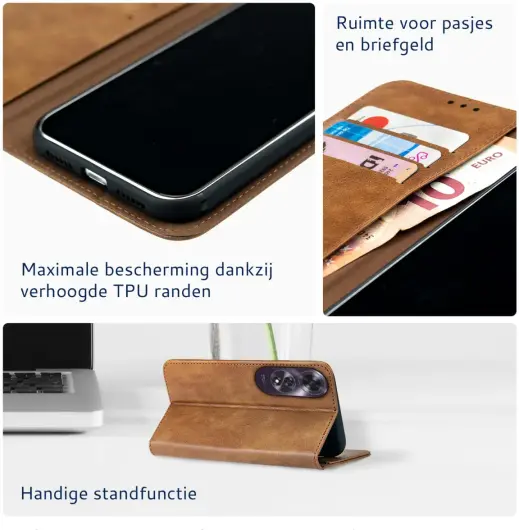 Rosso Element Oppo A60 4G Hoesje Book Case Wallet Bruin afbeelding 4