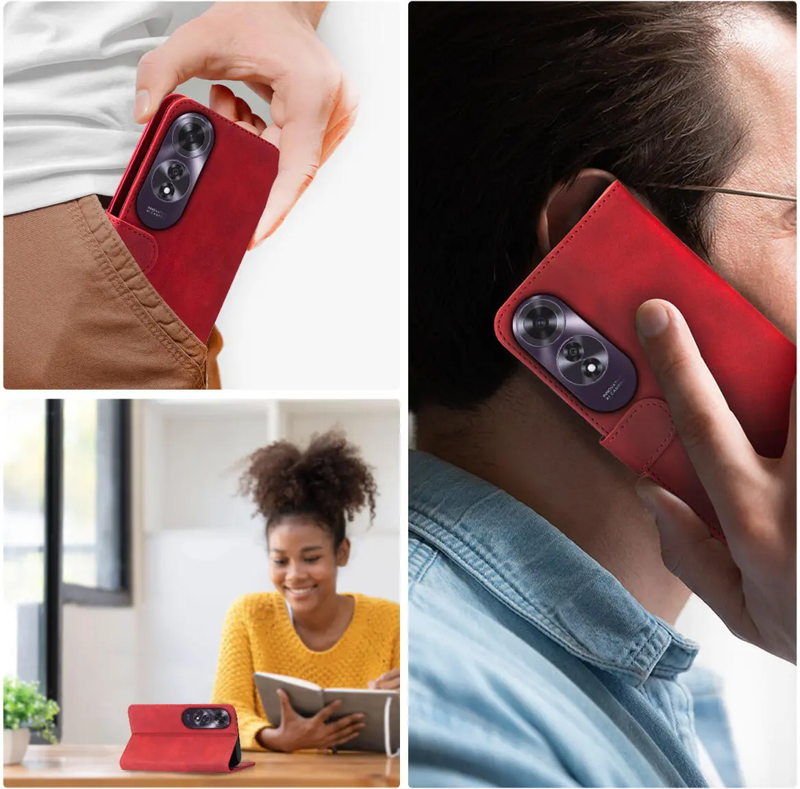 Rosso Element Oppo A60 4G Hoesje Book Case Wallet Rood afbeelding 3