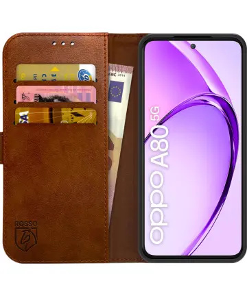 Rosso Element Oppo A80 Hoesje Book Case Wallet Bruin Hoesjes