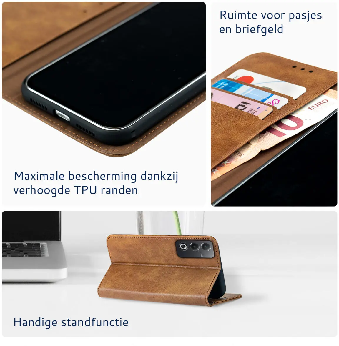 Rosso Element Oppo A80 Hoesje Book Case Wallet Bruin afbeelding 4
