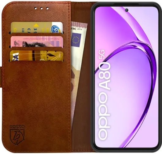 Rosso Element Oppo A80 Hoesje Book Case Wallet Bruin afbeelding 1