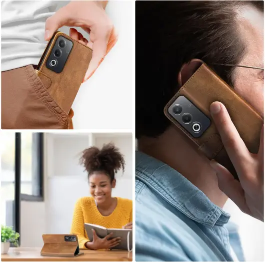 Rosso Element Oppo A80 Hoesje Book Case Wallet Bruin afbeelding 3