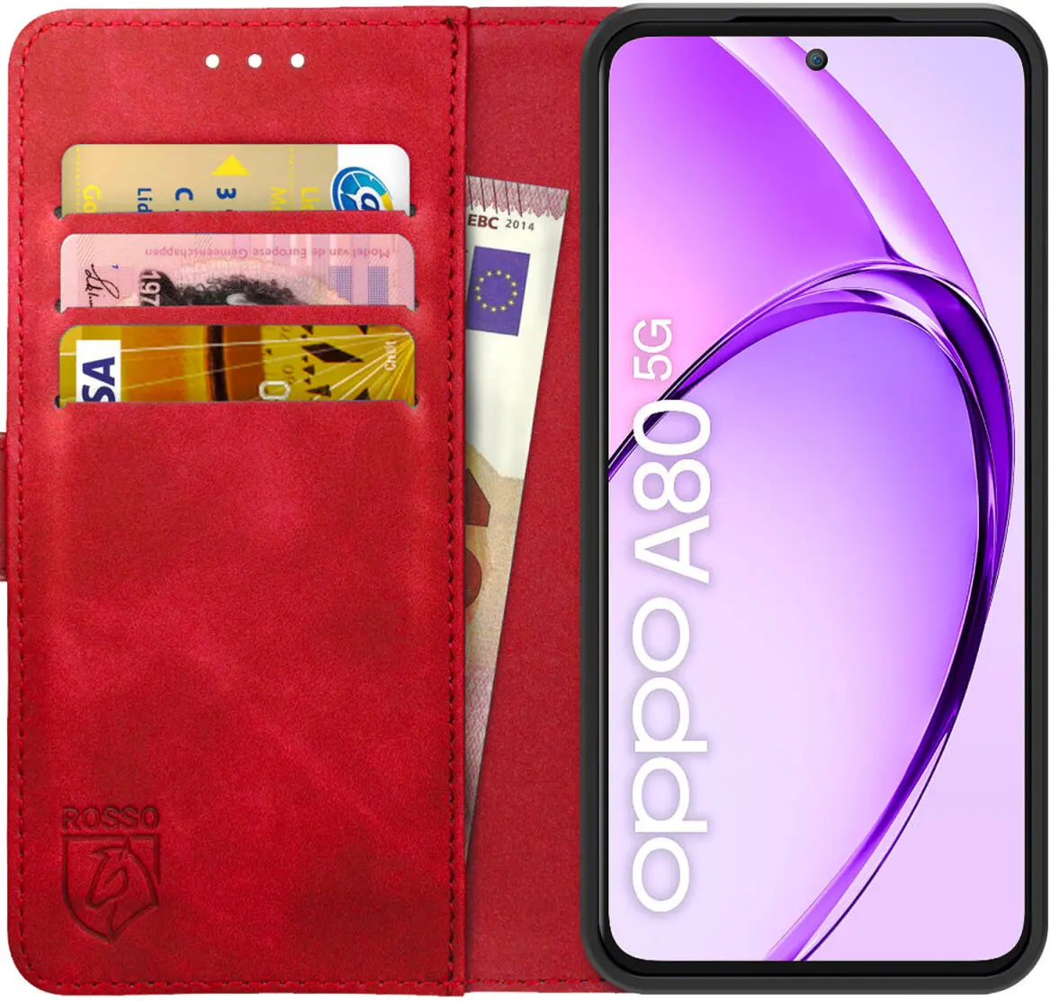 Rosso Element Oppo A80 Hoesje Book Case Wallet Rood afbeelding 1