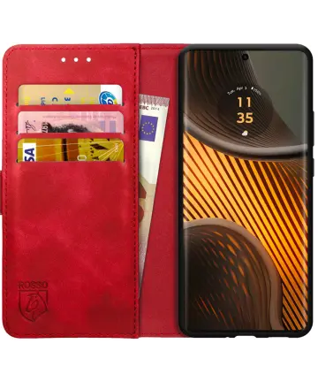 Rosso Element Motorola Edge 50 Ultra Hoesje Book Case Wallet Rood Hoesjes