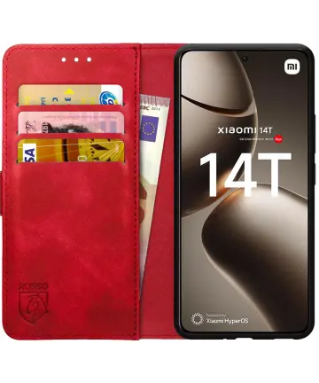 Rosso Element Xiaomi 14T Hoesje Book Case Wallet Rood Hoesjes