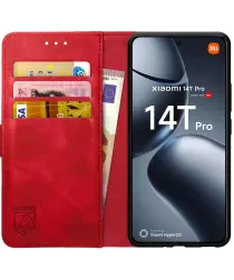 Rosso Element Xiaomi 14T Pro Hoesje Book Case Wallet Rood