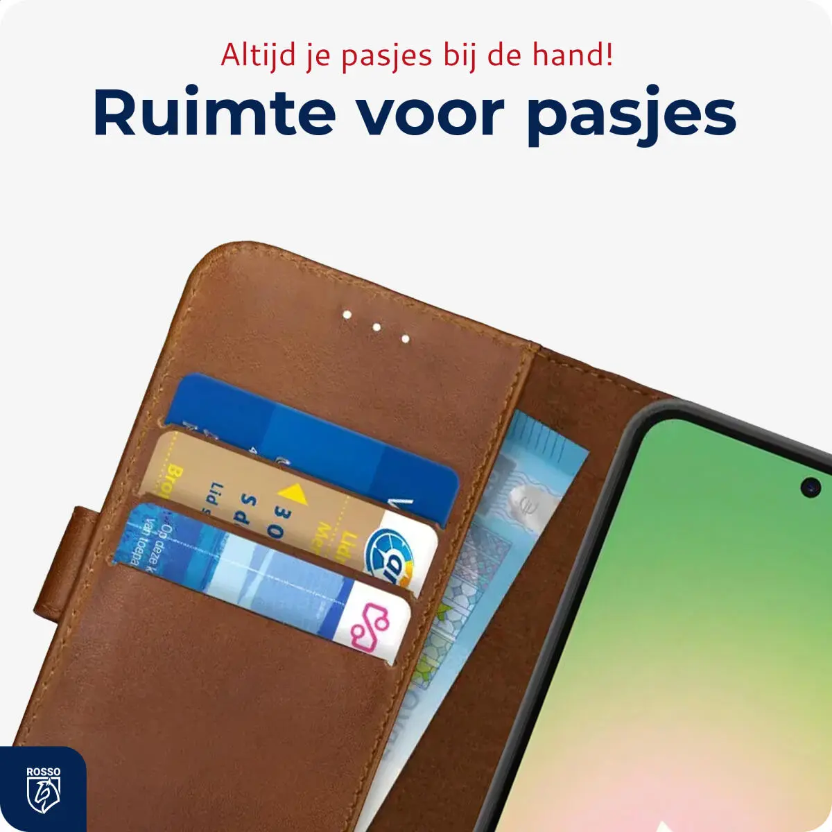 Rosso Deluxe Samsung Galaxy A56 Hoesje Echt Leer Book Case Bruin afbeelding 5