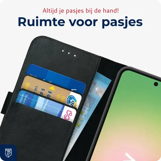 Rosso Deluxe Samsung Galaxy A56 Hoesje Echt Leer Book Case Zwart afbeelding 5