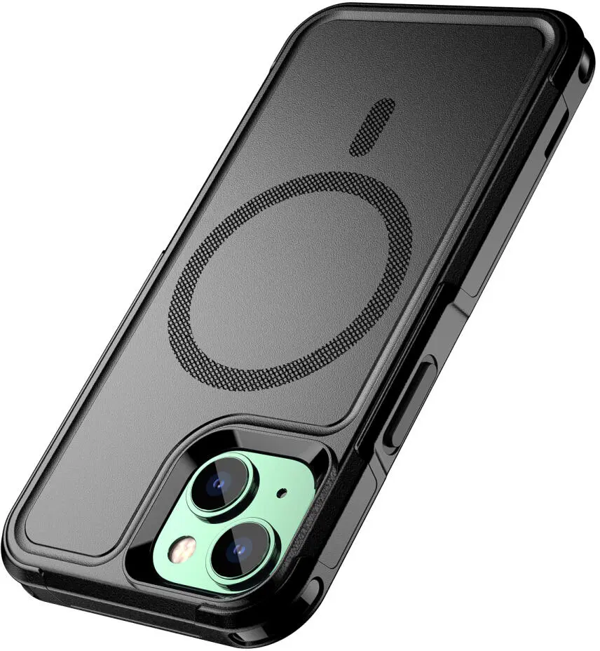 Apple iPhone 14 Hoesje Dual-Layer Hybride Back Cover met MagSafe Zwart afbeelding 9