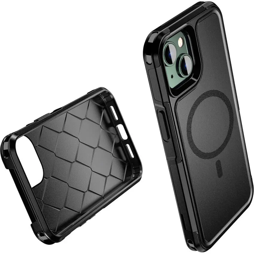 Apple iPhone 14 Hoesje Dual-Layer Hybride Back Cover met MagSafe Zwart afbeelding 10
