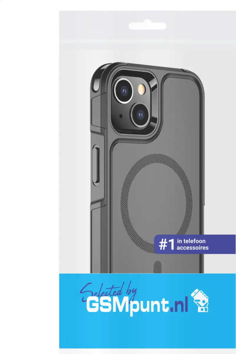 Apple iPhone 14 Hoesje Dual-Layer Hybride Back Cover met MagSafe Zwart afbeelding 11