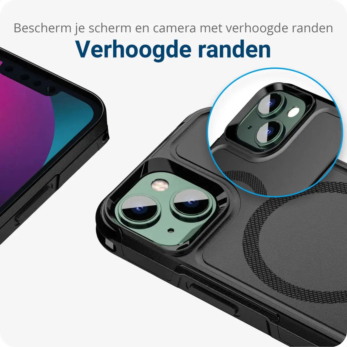 Apple iPhone 14 Hoesje Dual-Layer Hybride Back Cover met MagSafe Zwart afbeelding 5