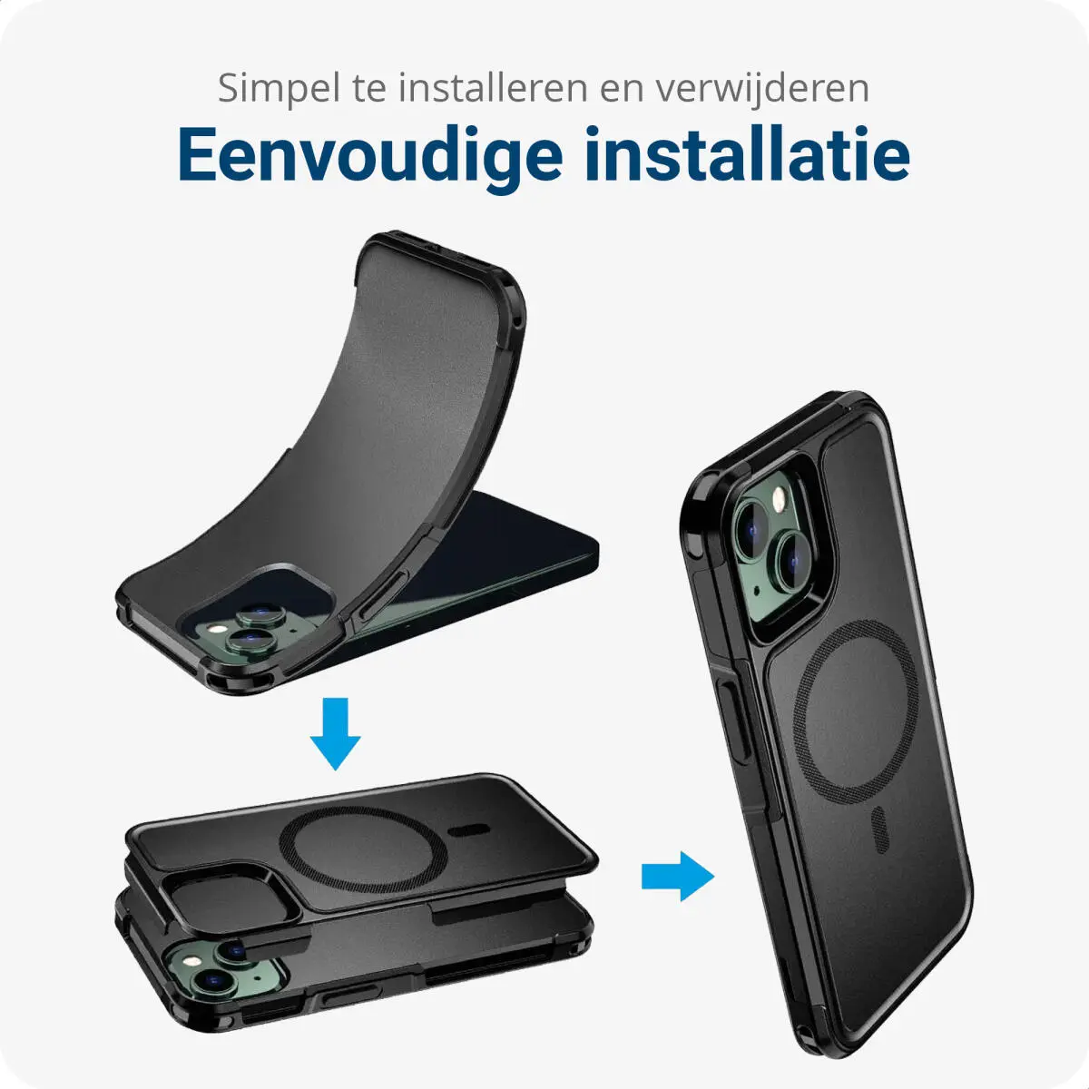 Apple iPhone 14 Hoesje Dual-Layer Hybride Back Cover met MagSafe Zwart afbeelding 6